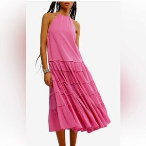 Free People Somewhere Sunny Halter
Midi Dress NWT , sz : large